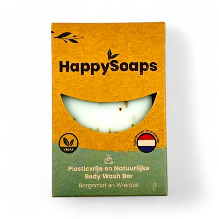 HappySoaps Body Wash Bar Bergamotte und Weihrauch 100g, feste Seife