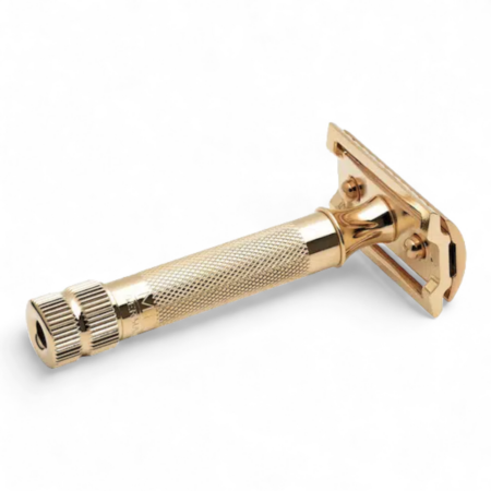 Merkur Solingen 34G Rasierhobel, geschlossener Kamm, Glanz Gold 24K