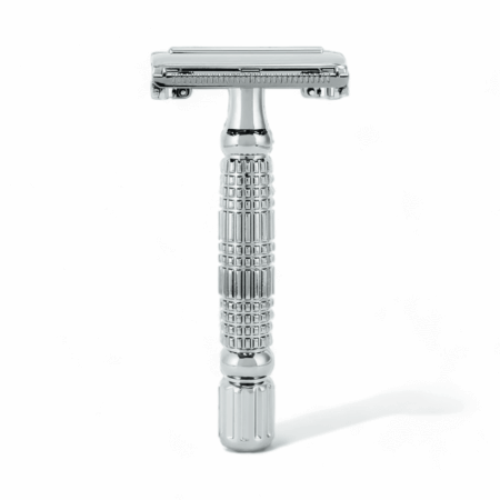 Rockwell Rasierhobel R1 Butterfly White Chrome, Double Edge, geschlossener Kamm