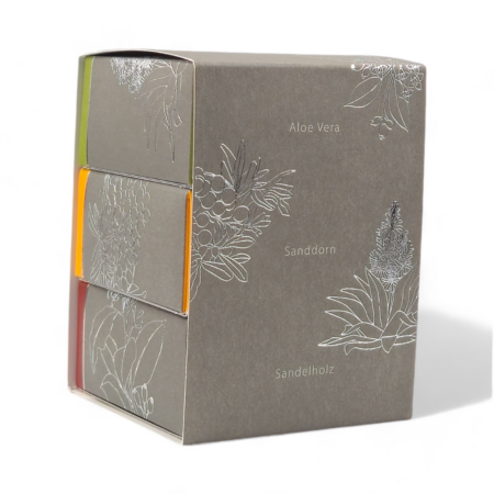 Mühle Rasierseifen-Trio Aloe Vera, Sanddorn und Sandelholz 195g1