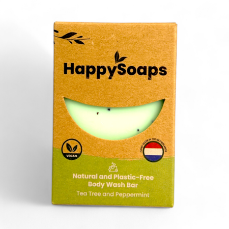 HappySoaps Body Wash Bar Teebaum und Pfefferminze 100g