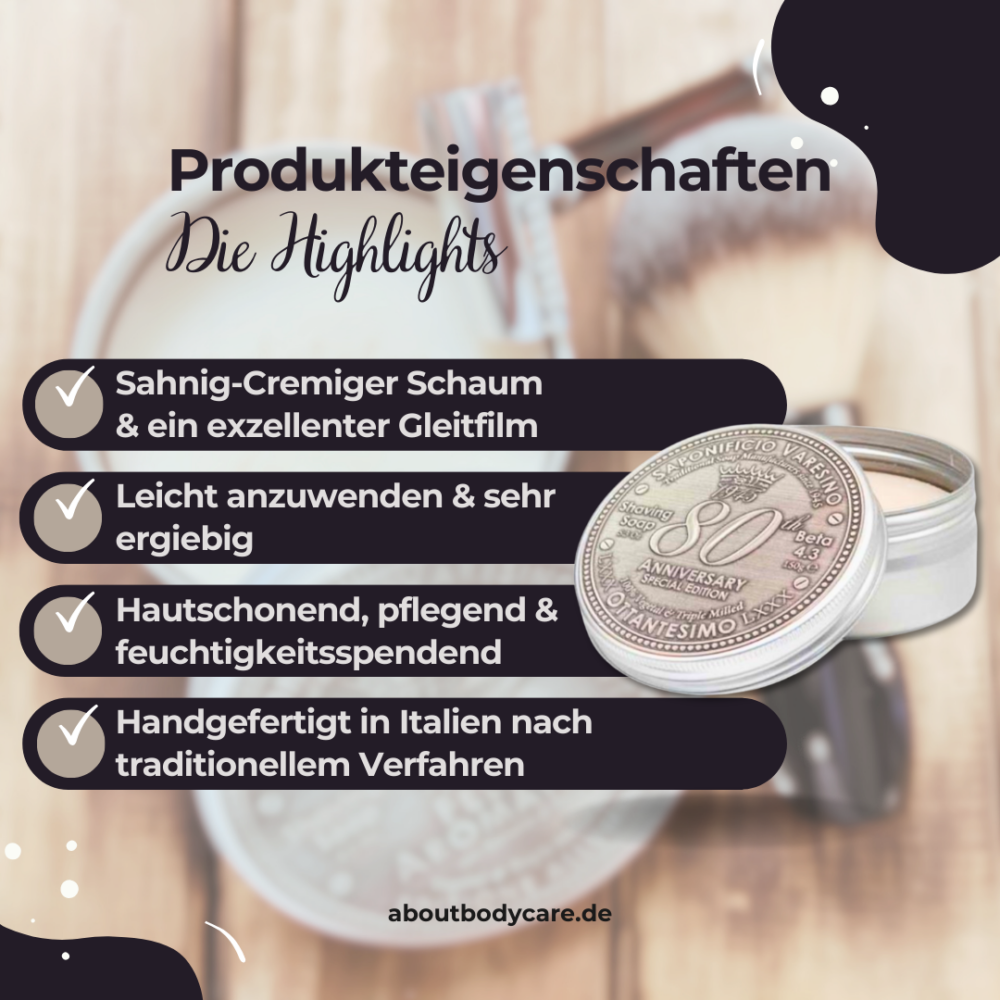 Saponificio Varesino Rasierseife 80th 150g, Jubiläumsedition3