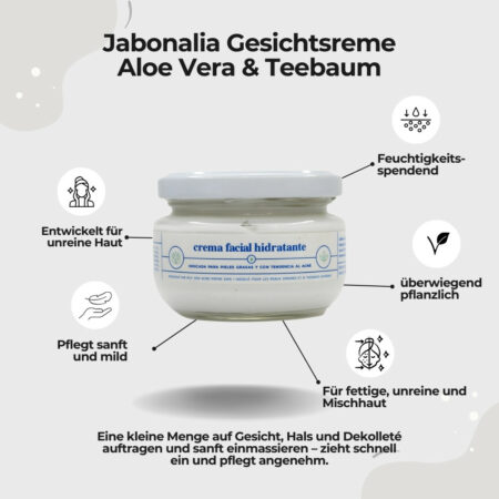 Jabonalia Gesichtscreme Aloe Vera und Teebaum Vorteile 1