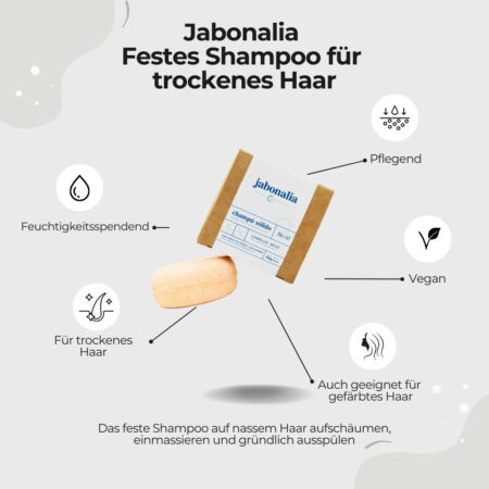 Jabonalia Festes Shampoo für trockenes Haar 50g1