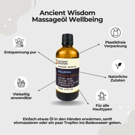 Ancient Wisdom Massageöl Wellbeing 100ml, Massage- und Badeöl-2